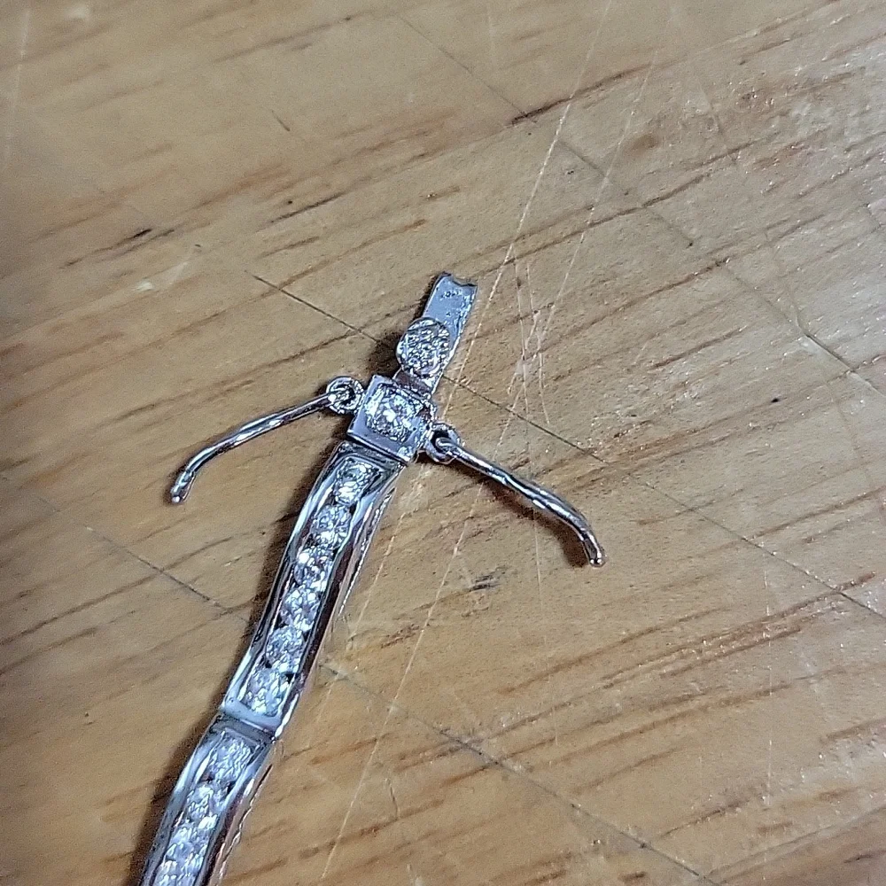 Simple Silver & Rhinestone Mod Bracelet - Picture 6 of 7